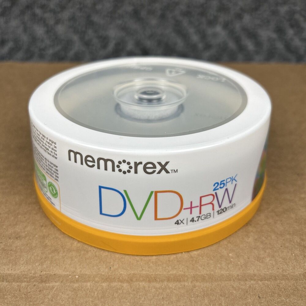Memorex DVD-RW 4.7GB 25 Pack Rewritable Discs 4X Speed New Sealed Spindle